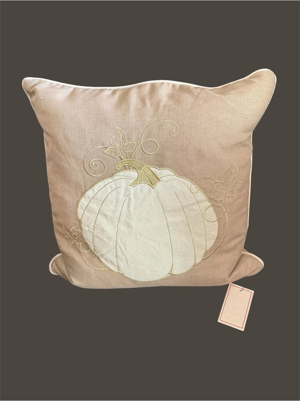 Sheffield Home Holiday Harvest Pumpkin Accent Pillow Beige Gold Em Contrast